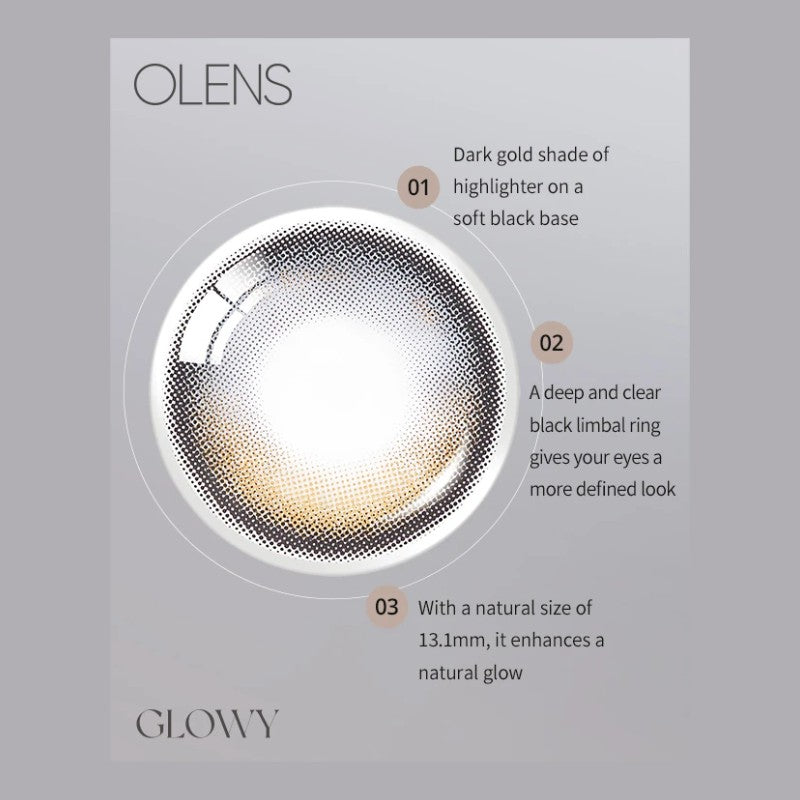 Olens 1 Month Colored Contact Lens Eyelighter Glowy Black ±000 2pcs