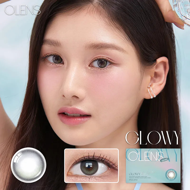 Olens 1 Month Colored Contact Lens Glowy Ash Gray -4.50 2pcs