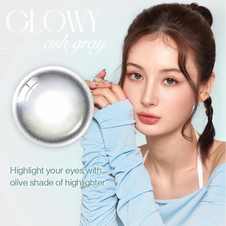 Olens 1 Month Colored Contact Lens Glowy Ash Gray -6.00 2pcs