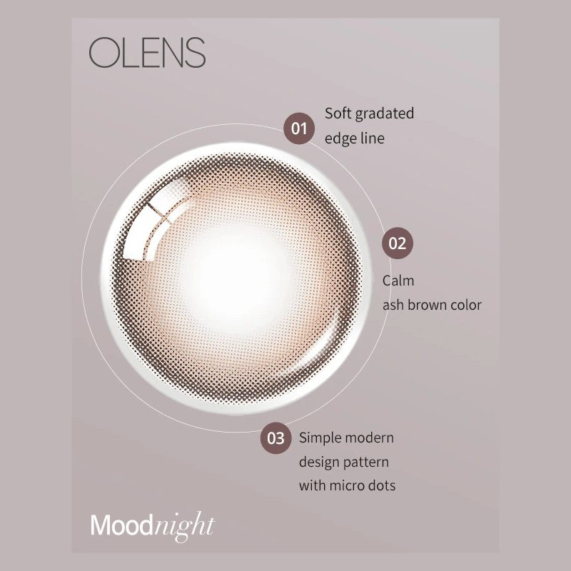 Olens 1 Month Colored Contact Lens Mood Night Mood Brown -3.50 2pcs