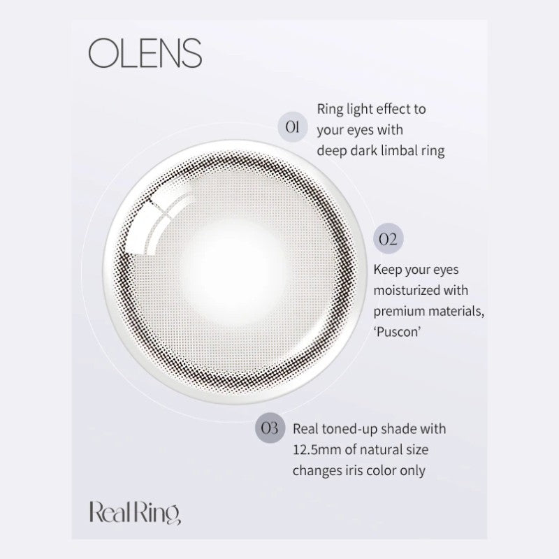 Olens 1 Month Colored Contact Lens Real Ring Gray -3.00 2pcs