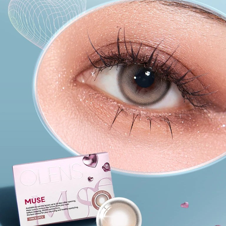 Olens 1 Month Colored Contact Lens Muse Shine Brown -1.50 2pcs