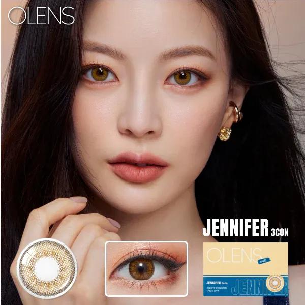Olens 2 Weeks Colored Contact Lens Jennifer 3Con Hazel ±000 4pcs