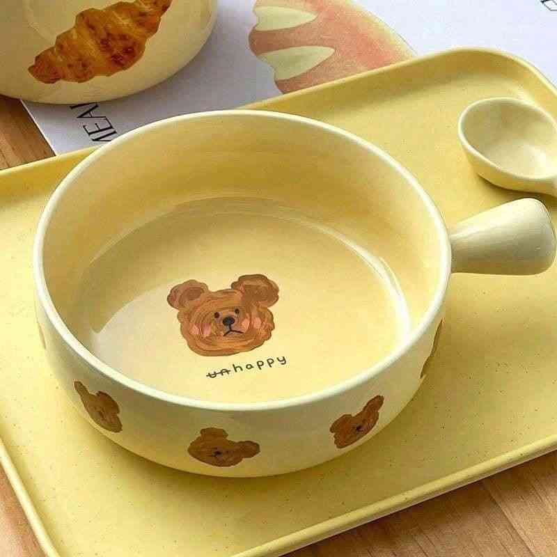 Cartoon Bear Single Handle Bowl Single Ear