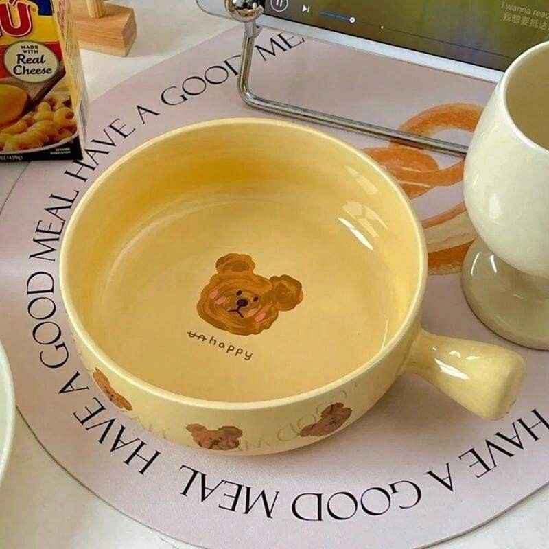 Cartoon Bear Single Handle Bowl Single Ear