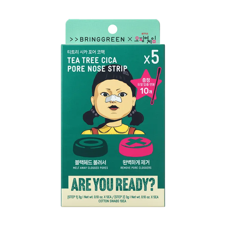Bring Green Squid Game Tea Tree Cica Pore Nose Pack 5pcs