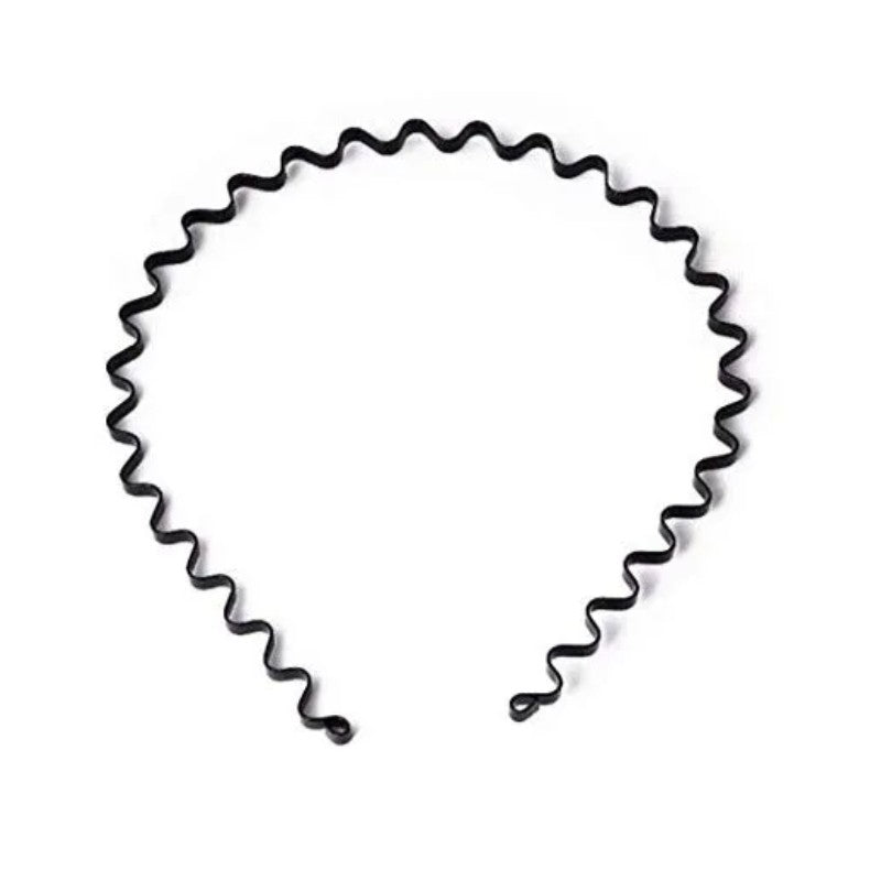 Black Spring Wavy Metal Hair Hoop Band 5mm