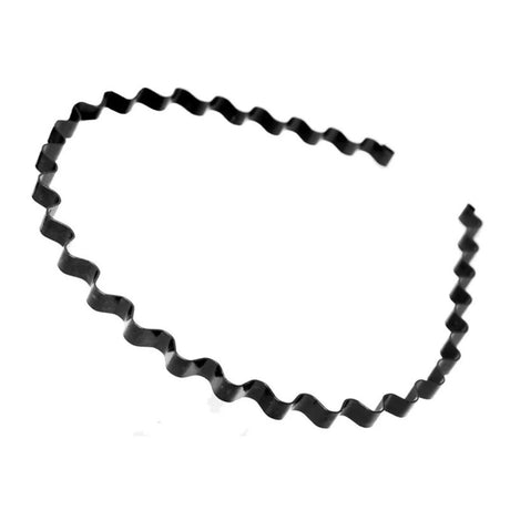 Black Spring Wavy Metal Hair Hoop Band 5mm