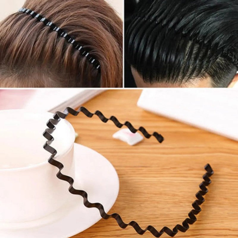 Black Spring Wavy Metal Hair Hoop Band 5mm