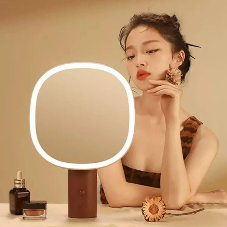 Muid觅逗大树镜台式LED化妆镜粉棕