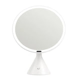 Muid大圆镜日光化妆镜台式Led带灯闪银白