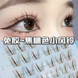 MJSP萌睫尚品免胶假睫毛无梗彩棕焦糖小风铃 10排