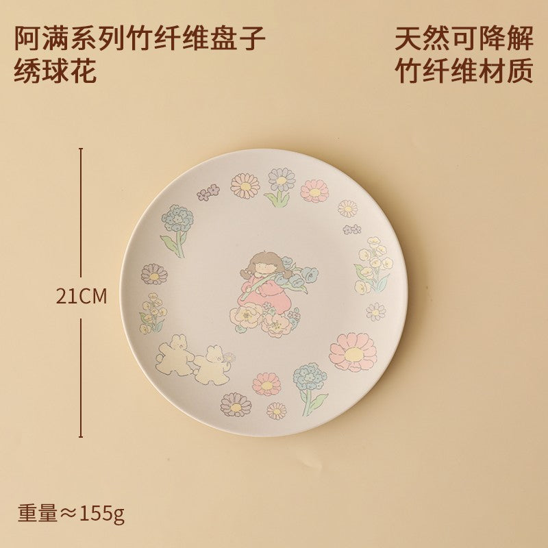 Lotus Blue蓝莲花阿满系列竹纤维盘子绣球花