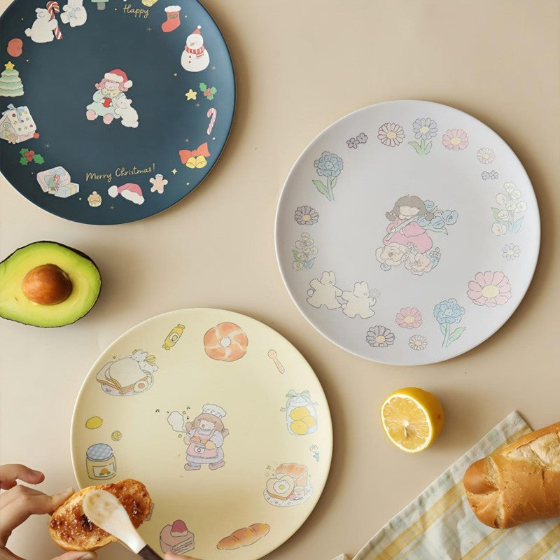 Lotus Blue蓝莲花阿满系列竹纤维盘子绣球花