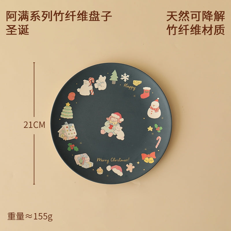 Lotus Blue蓝莲花阿满系列竹纤维盘圣诞