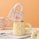 Cartoon Bear Ceramic Mug Floral Cat 420ml