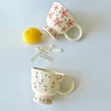 Tall Ceramic Mug Flower Leaves 300ml