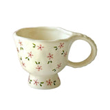 Tall Ceramic Mug Flower Leaves 300ml