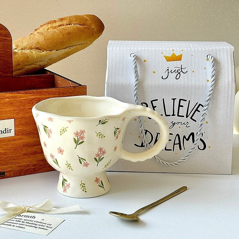 Tall Ceramic Mug Mini Flower 300ml