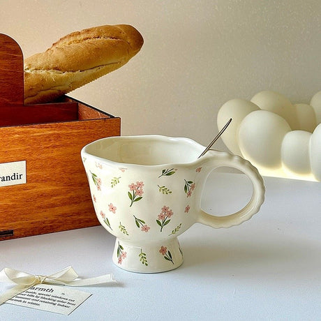 Tall Ceramic Mug Mini Flower 300ml