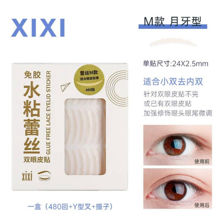 Xixi Glue Free Lace Double Eyelid Sticker Tape M Crescent Shape