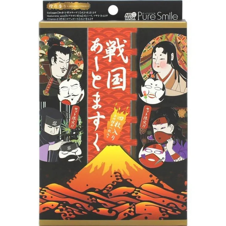 Pure Smile战国艺术彩绘脸谱面膜补水保湿 4片
