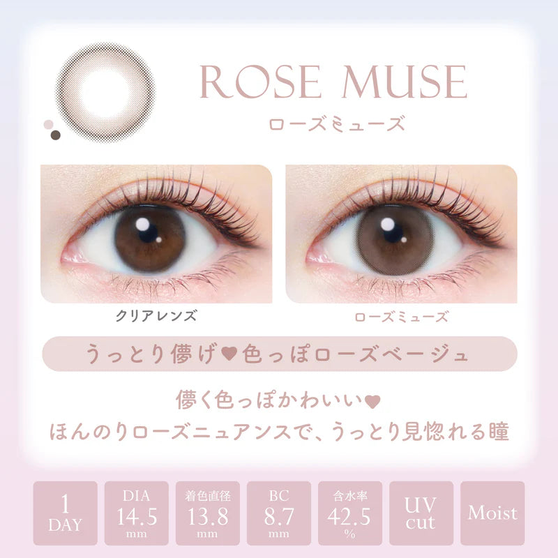 Ever Color保湿防晒日抛美瞳Rose Muse ±000 20枚