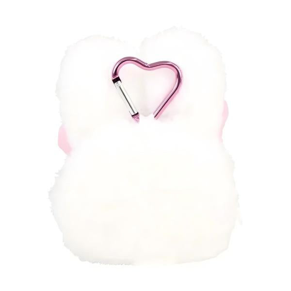 T's Factory Esther Bunny Mini Plush Pouch With Carabiner White