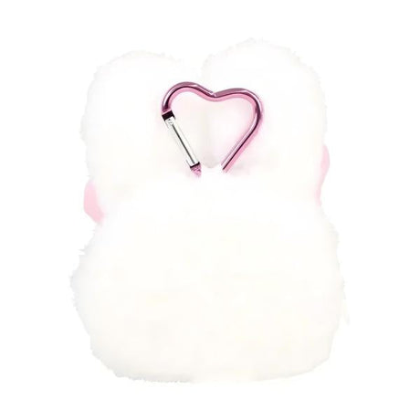 T's Factory Esther Bunny Mini Plush Pouch With Carabiner White