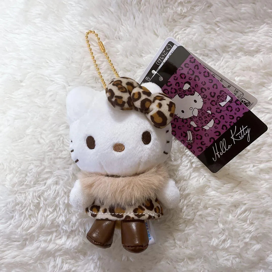 Sanrio三丽鸥豹纹Hello Kitty玩偶挂件棕色