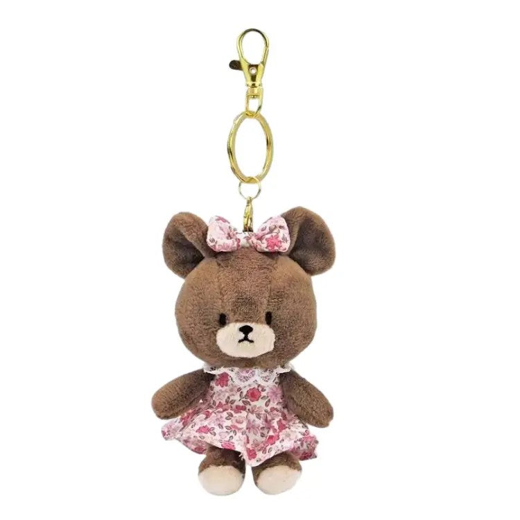 Nakajima The Bear's School Plush Mascot Keychain Jackie White Pink Flora