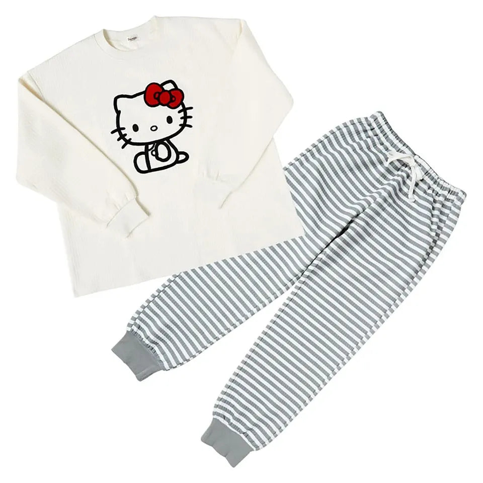 Sanrio三丽鸥长袖休闲家居服套装Hello Kitty M-L