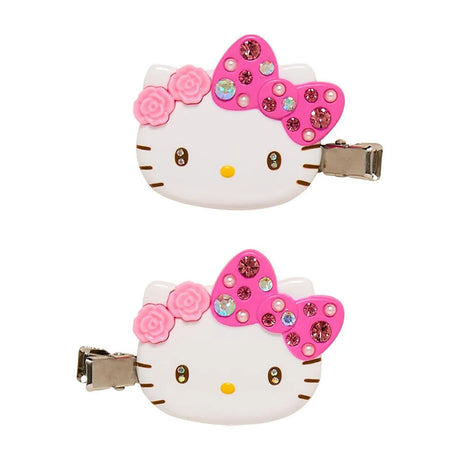Sanrio三丽鸥碎钻刘海发夹粉色Hello Kitty 2枚