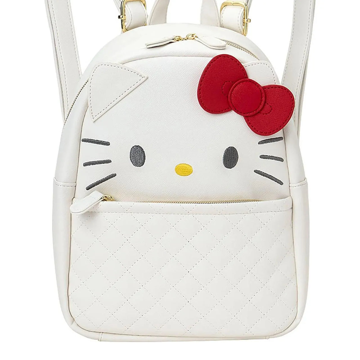 Sanrio三丽鸥菱格纹皮质双肩包Hello Kitty
