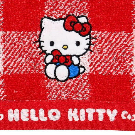 Sanrio三丽鸥今治格纹纯棉浴巾Hello Kitty