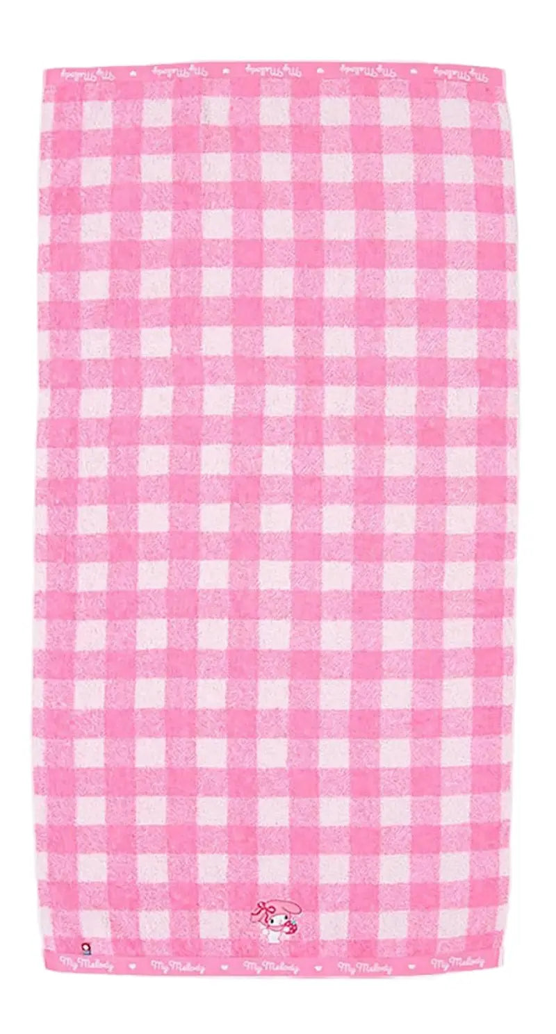 Sanrio三丽鸥今治格纹纯棉浴巾美乐蒂