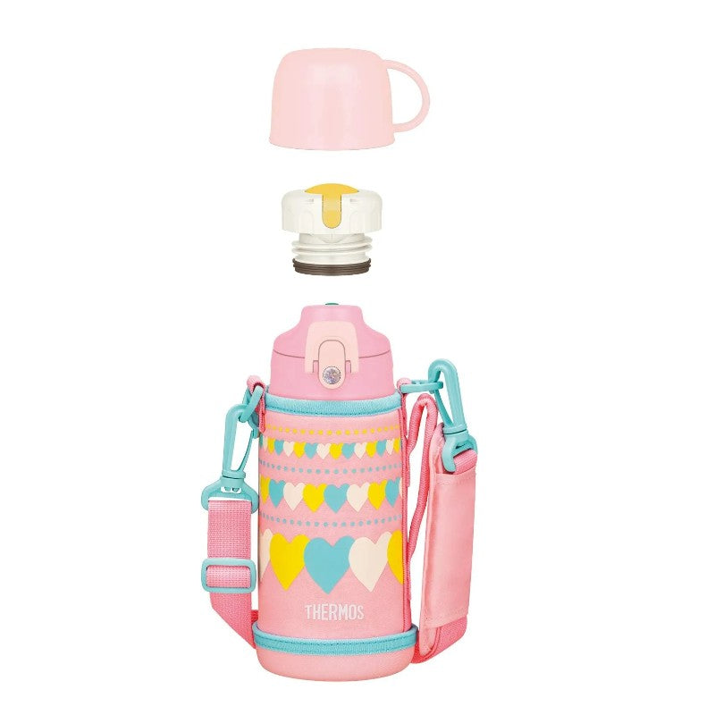 Thermos Vacuum Insulated 2-Way Bottle Pink Heart 600ml