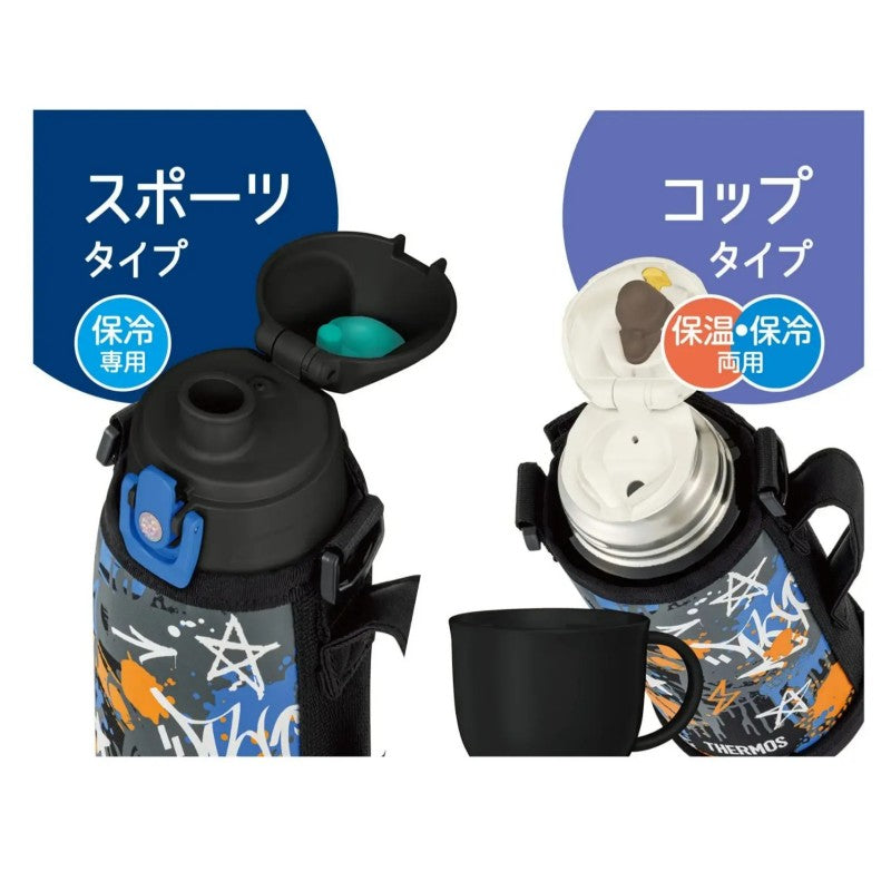 Thermos膳魔师运动保温水壶FJJ-801WF黑蓝色