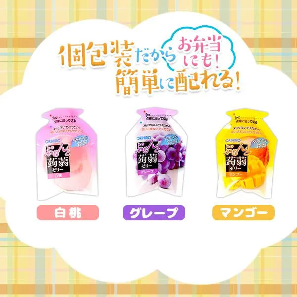Orihiro蒟蒻果冻桃子+芒果+葡萄 24个