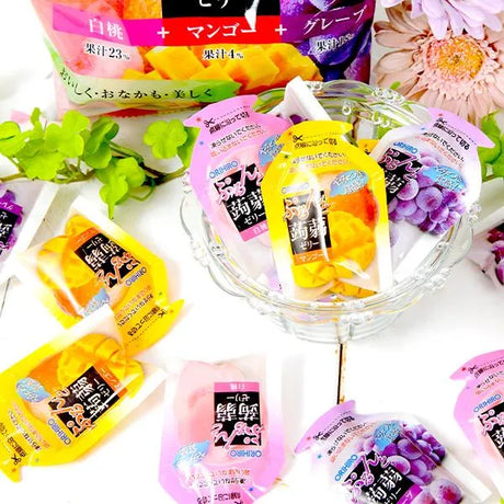 Orihiro蒟蒻果冻桃子+芒果+葡萄 24个