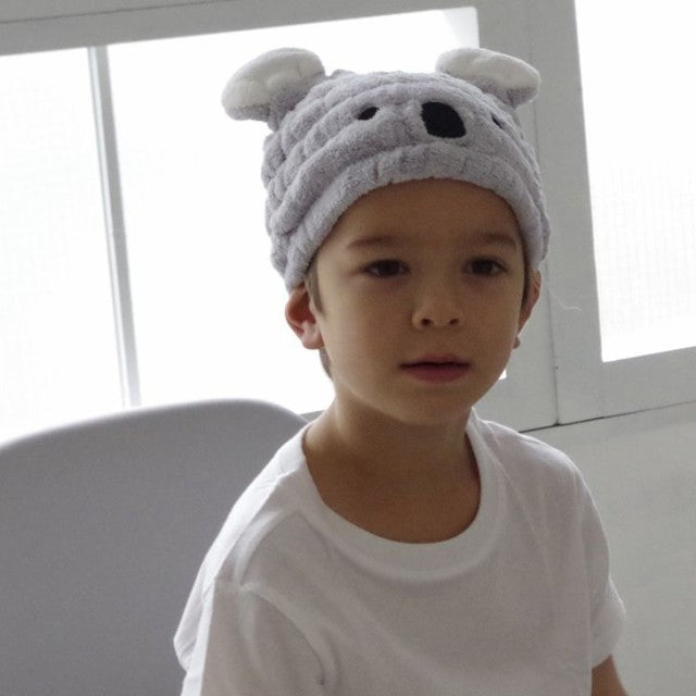 Carari Zooie儿童卡通干发帽超吸水灰色考拉