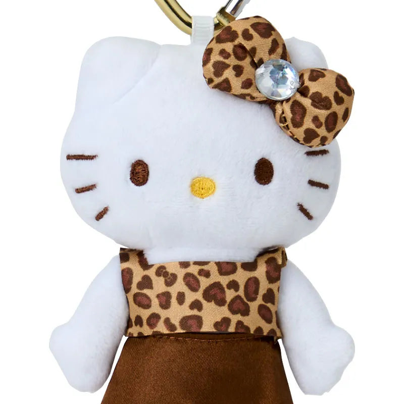 Sanrio三丽鸥爱心扣豹纹毛绒娃娃吊饰Hello Kitty