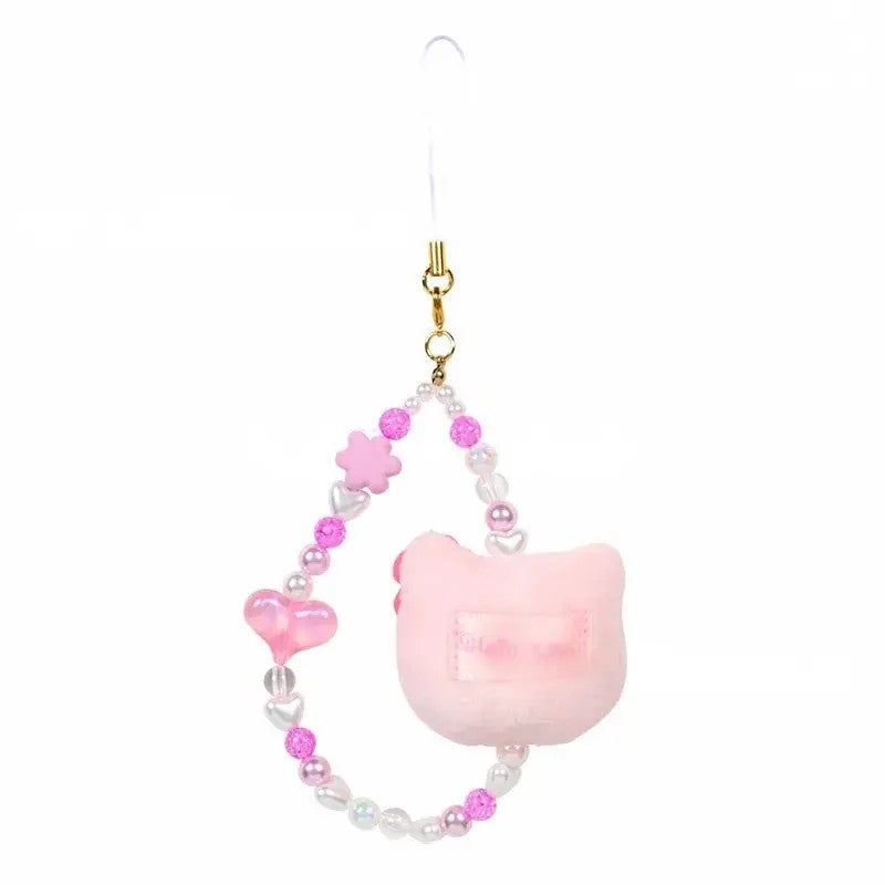 Sanrio三丽鸥玩偶串珠手机链粉色Hello Kitty