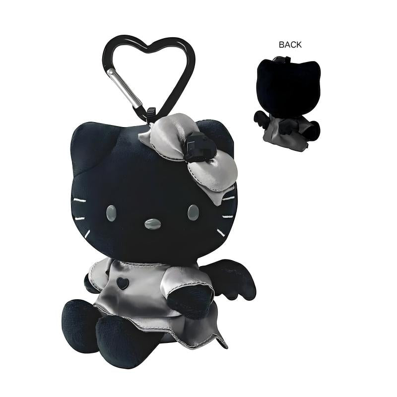 Sanrio三丽鸥Hello Kitty坐姿玩偶爱心扣挂件黑天使