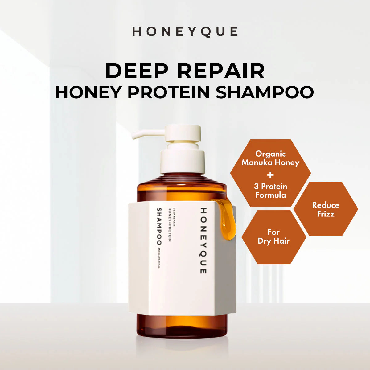 Honeyque麦卢卡蜂蜜深层修复洗发水滋润型 450ml
