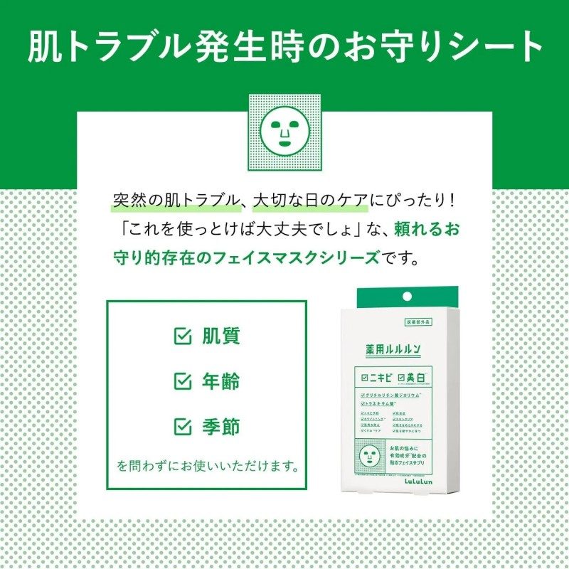 Lululun Medicated Whitening & Acne Care Face Mask 4pcs