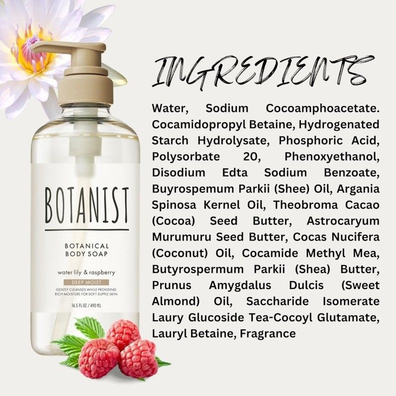Botanist Botanical Body Wash Soap Moist Rose & White Peach 490ml
