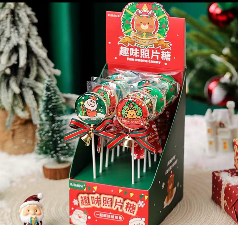 脱普-圣诞图案铃铛款彩盒装棒棒糖-12支