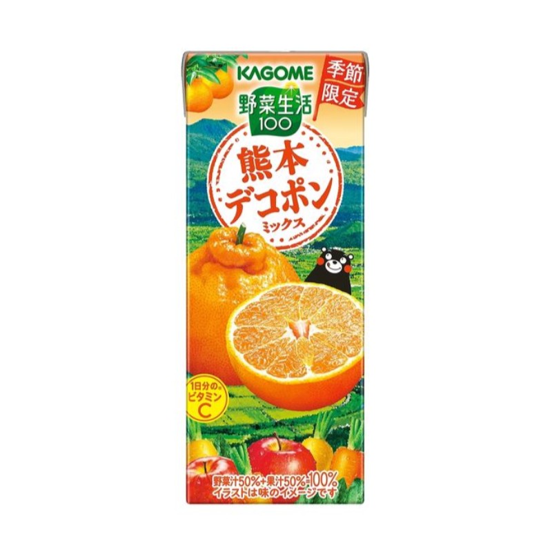 Kagome野菜生活100熊本熊蜜柑蔬菜汁 195ml