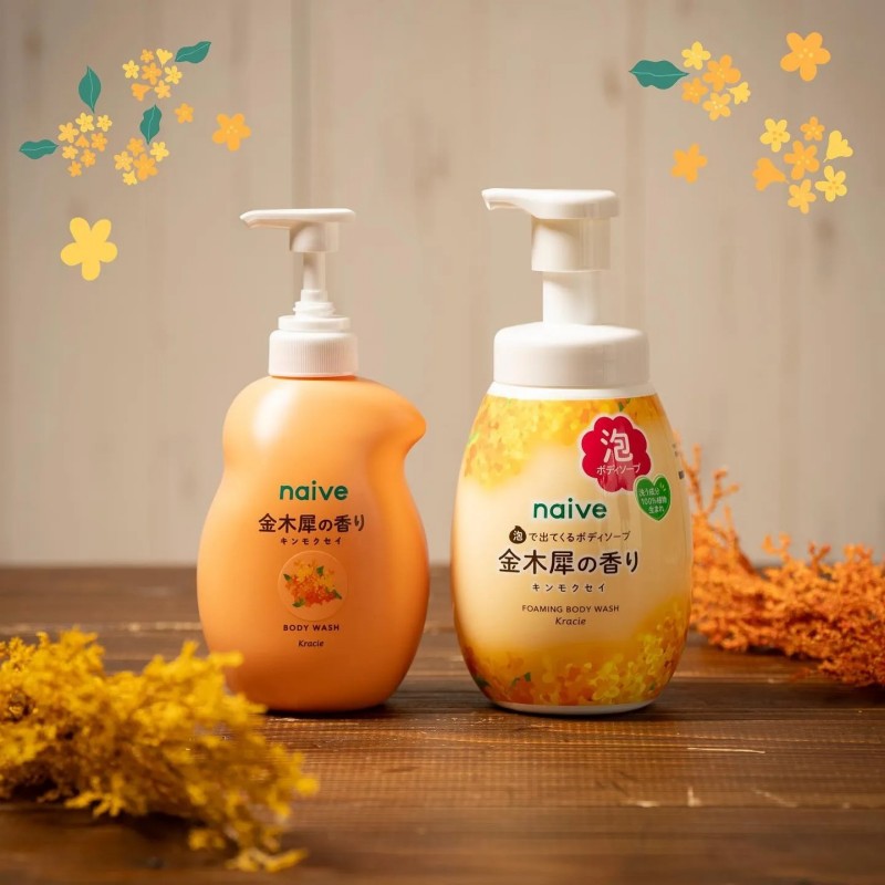 Kracie肌美精Naive泡泡沐浴露金木犀桂花香 600ml